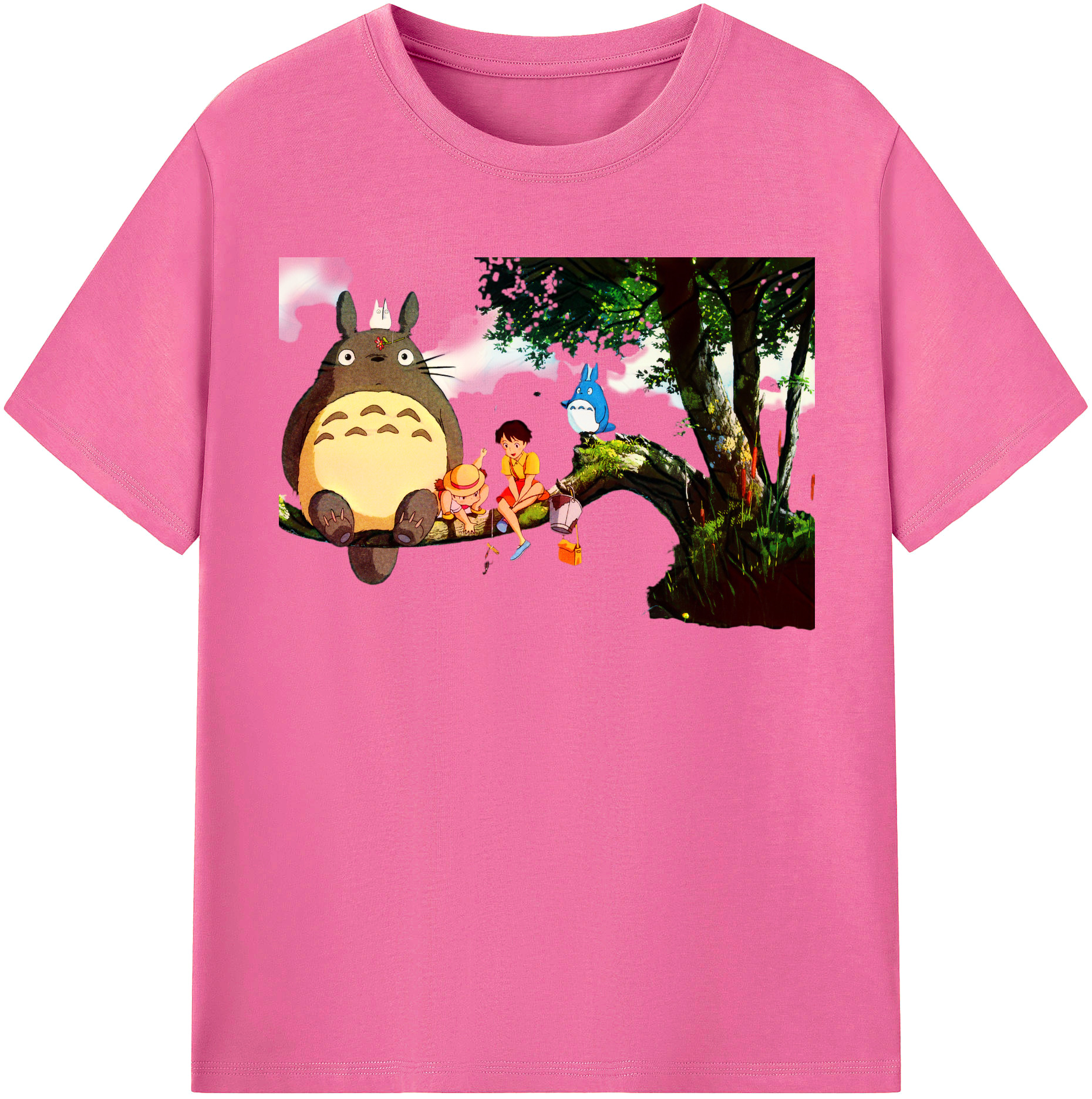（画像用） となりのトトロ 草壁メイ 草壁サツキ My Neighbor Totoro Satsuki Kusakabe Mei Kusakabe レディースカジュアルプリントTシャツ（綿100％）